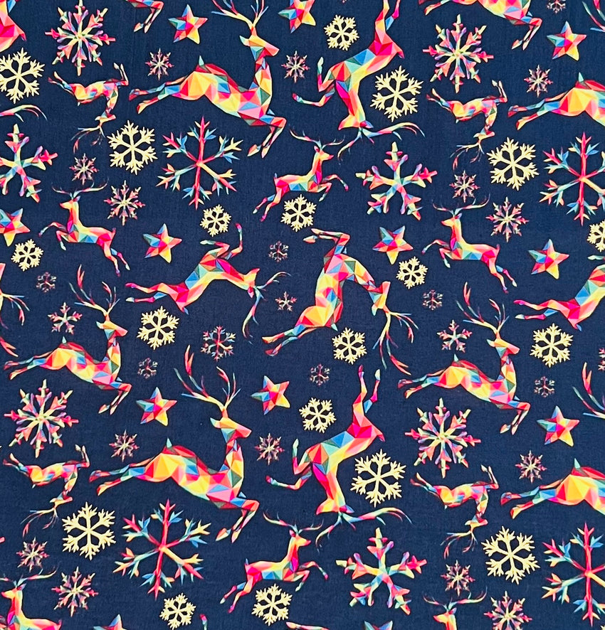 Metalic Facet Deer Chritams Cotton