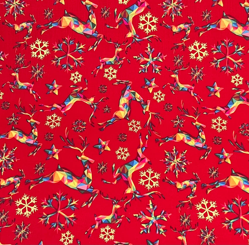 Metalic Facet Deer Chritams Cotton