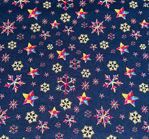 Metalic Facet Star Chritmas Cotton Fabric