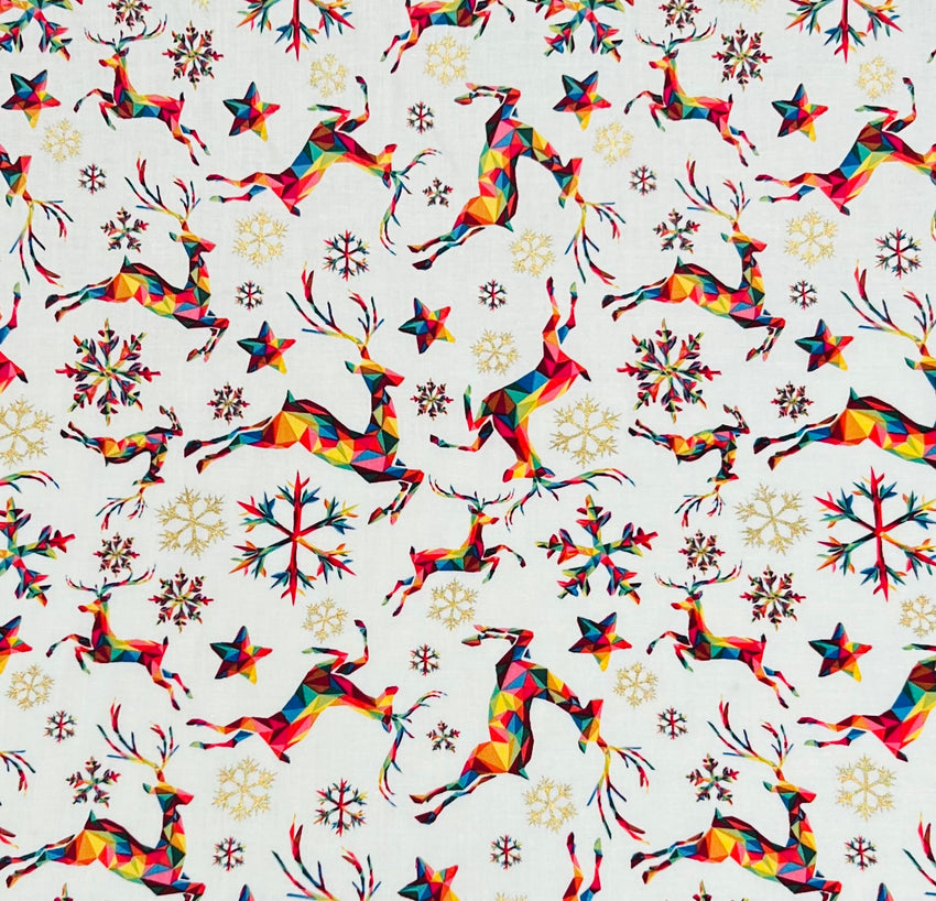 Metalic Facet Deer Chritams Cotton